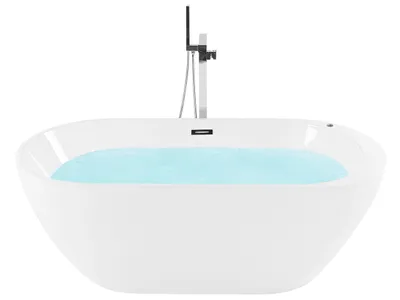 Zdjęcie produktu dla BELIANI Wanna wolnostojąca biała akrylowa 170 x 80 cm LED hydromasaż system przelewowy owalna współczesna