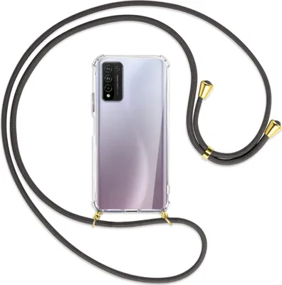 Produktbild von Handykette Backcover-Schutzhülle mit Band (Metall goldfarben) für Honor 10X Lite - dunkelgrau
