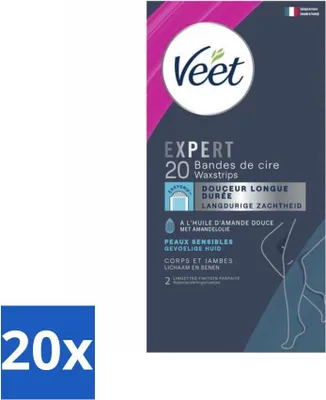 Zdjęcie produktu dla Veet Expert - Paski do depilacji - Ciało i nogi - Skóra wrażliwa - 20 pasków - Opakowanie wartościowe - 20 sztuk