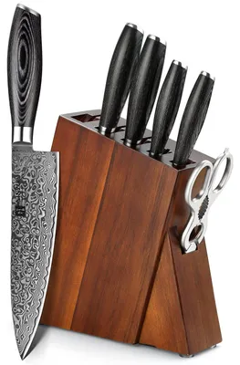 7-tlg. Damastmesser-Set mit Koch-, Santoku- und Universalmesser