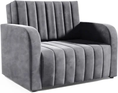 Zdjęcie produktu dla LIKMA Sofa 1 osobowa Amerykanka Otto Ciemnoszara 105 cm z Funkcją Spania, Pojemnikiem na Pościel, Sofa w Tkaninie Jasmine