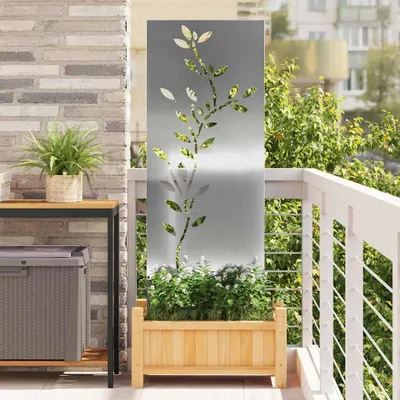 Image de Jardin Toile pare-vue Argent 50 x 140 cm Acier galvanisé