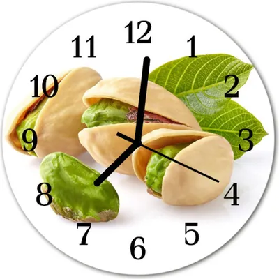 Produktbild von Glasuhr Wanduhr Küchenuhr Echt-Glas 30fi cm Nüsse grün