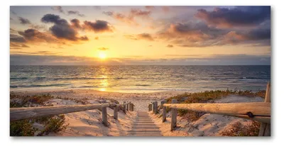 Imagen del producto de Tulup® - Cuadro sobre lienzo - 120x60 cm - Arte para la pared - Impresiones sobre lienzo - Impresión en lienzo - Paisajes - Amarillo - Camino a la playa
