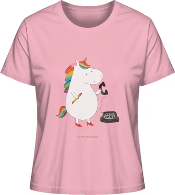 Produktbild von Mr. & Mrs. Panda Damen T-Shirt Einhorn Sekretärin Größe S - Baumwolle Pink - Geschenk, Basic, Einhörner, Rundhals, Baumwoll, Oberteil, Steuerkanzlei, Unicorn, Rechtsanwältin