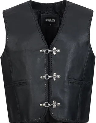 Obrázok produktu pre Kožená vesta PAULGOS - 100 % pravá koža - čierna - BW1 - k dispozícii vo veľkostiach S - 7XL