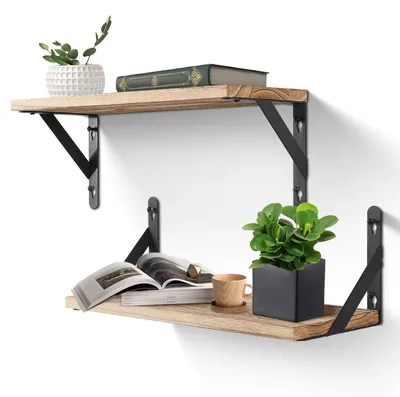Produktbild von Uten Wandregal Holz Rustikal, Schweberegal, Küchenwandregale 42cm, 2er Set
