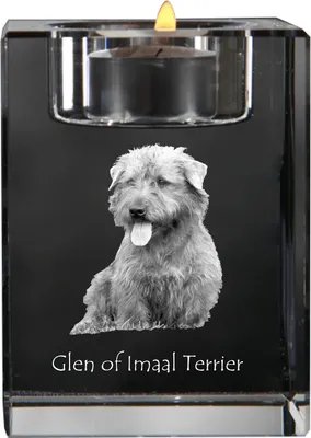 Produktbild von Glen of Imaal Terrier, Irischer Glen of Imaal Terrier - Kerzenhalter mit Hundefoto, Teelichthalter aus Kristall, personalisiertes Geschenk der Marke Art-Dog