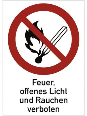 Produktbild von Dreifke® Schild Feuer, offenes Licht und Rauchen verboten, Kombischild, Alu, ...