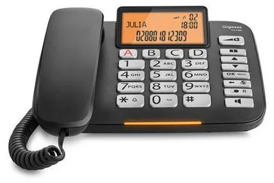 Obrázok produktu pre Gigaset DL580, Analógový telefón, Káblový handset, Hlasitý odposluch, 99 položky, ID volajúceho, Čierna