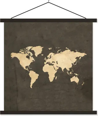 Produktbild von MuchoWow® Textilposter Weltkarte - Vintage - Farben 40x40 cm mit schwarzem Rahmen - Fotos