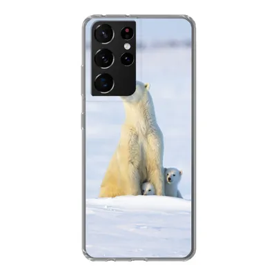 Produktbild von MuchoWow® Handyhülle Schutzhülle Hülle für Samsung Galaxy S21 Ultra Eisbär - Schnee - Jungtiere Silikon Softcase Handy Hülle - Mobiltelefon
