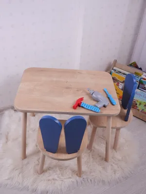 Produktbild von Skye Decor, Bunny One Chair Set - Blue, Brown, Tischset für Kinder, Blau, 100 % MDF, 50 x 45 x 60 cm