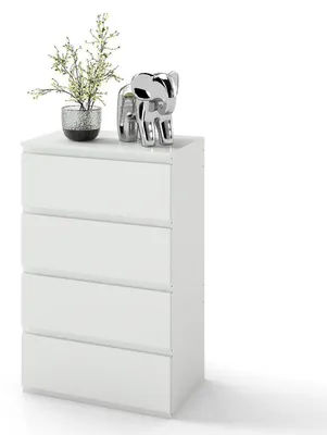 Image de Commode blanche, 4 tiroirs, dimensions 60x40x98 cm
