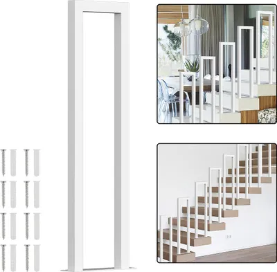 Zdjęcie produktu dla Izrielar 85 cm, poręcz schodowa w kształcie litery U, biała, do schodów, uniwersalna, do wnętrz i na zewnątrz, korytarze