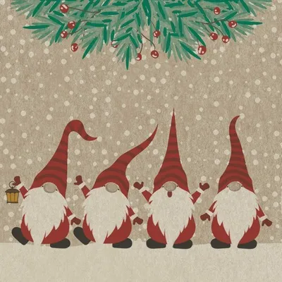 Produktbild von RP 25 Servietten nachhaltig Happy Santas - Fröhliche Weihnachtswichtel 33x33cm
