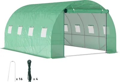 Produktbild von Outsunny Gewächshaus ca. 4 x 3 x 2 m Foliengewächshaus mit 8 Fenster, Rolltür