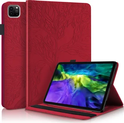 Produktbild von Für Apple iPad Air 11 2025 / 2024 / Pro 11.0 2020 Rot Kunstleder Hülle Tasche