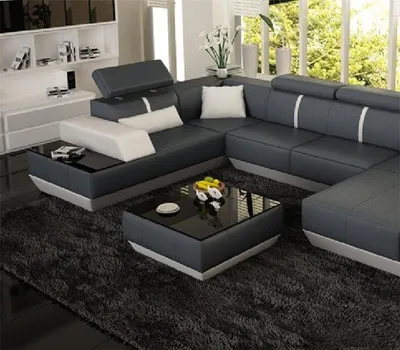 Produktbild von Gepolsterte Sofa Tische Schwarzer Couchtisch Glastisch Beistell Moderner Tisch