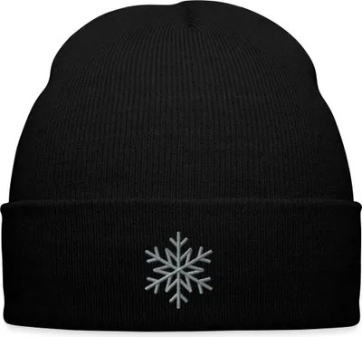 Produktbild von Spreadshirt Schneeflocke Gestickt Bestickte Wintermütze, One size, Schwarz