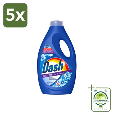 Produktbild von 5 x Dash Flüssigwaschmittel mit Lenor Duft Meeresbrise für Weißes und Buntes - Großpackung - 5 Stücke