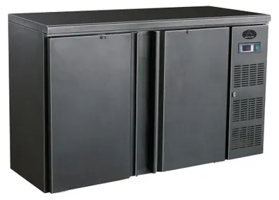 Produktbild von Gastro Barkühler | Barkühlschrank | Flaschenkühltisch | Schwarz | 2 Türen | 350 Liter | 0 bis +10 °C
