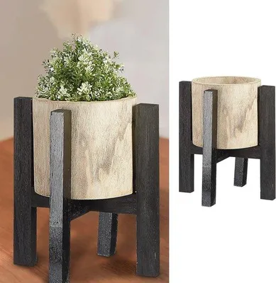 Obrázek produktu pro Květináč na podstavci s fóliovou vložkou - dřevěný květináč (29 x 36 cm) pro vnitřní i venkovní použití