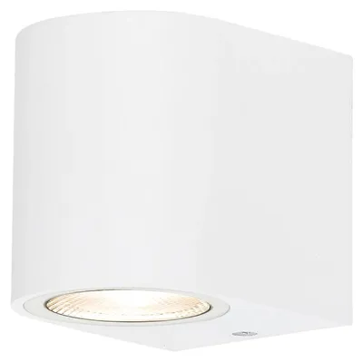 Image de Applique murale d'extérieur LED Braytron, blanche, ronde, avec douille GU10, éclairage vers le bas, IP44
