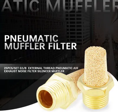 Obrázok produktu pre 25-dielna sada G1/8 vonkajší závit Pneumatický výstup vzduchu Hlukový filter Tlmič hluku