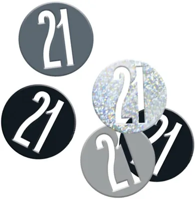 Produktbild von Konfetti schwarz & silber Zahl 21