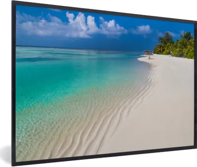 Produktbild von MuchoWow® Gerahmtes Poster Meer - Strand - Sommer 90x60 cm - Poster mit Schwarzem Bilderrahmen Wandposter Rahmen Foto Bilder - Fotorahmen - Foto-Plakat