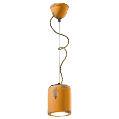 Produktbild von Ferroluce Vintage Hängeleuchte Ø 12,5cm Gelb Rund