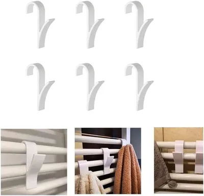 Image de Crochets universels pour sèche-serviettes (lot de 6) – Plastique, blanc