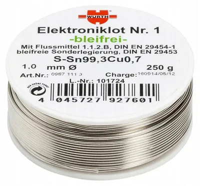 Produktbild von Wurth Bleifreies Lot 1mm 250g Sn99,3Cu0,7