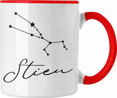 Produktbild von Trendation - Stier Sternzeichen Tasse Geschenk Horoskop Tierkreiszeichen (Rot)