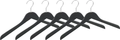 Produktbild von WENKO Kleiderbügel Mod. Paris Schwarz 5er Set, Garderobenbügel in schlanker Form
