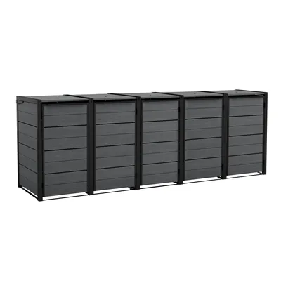 Produktbild von Keter Mülltonnenbox "Hide Away" 1200 Liter Anthrazit - 339x84x121 cm - nahtlos erweiterbar - naturgetreue Holzoptik