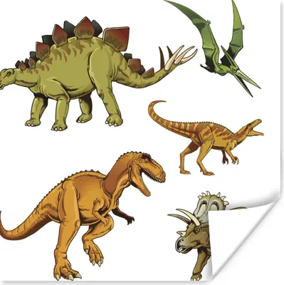 Produktbild von MuchoWow® Poster Dinosaurier - Zeichnung - Jungen - Kinder 50x50 cm - Wohnzimmerdekoration