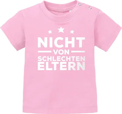 Produktbild von Baby Kurzarm T-Shirt Nicht von schlechten Eltern Babyshirt Jungen Mädchen Shirt Moonworks® rosa 56/62 (1-3 Monate)