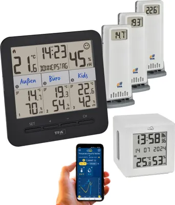 Produktbild von TFA.me Starterset 35.8109.02 WLAN Gateway und Klimahome 2 Temperatur Luftfeuchte Raumklimakontrolle Luftqualität : ohne Batterien