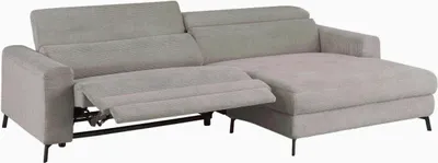 Produktbild von KAWOLA Sofa LAISKA Ecksofa Relaxfunktion teilmotorisch Cord steingrau Longchair rechts