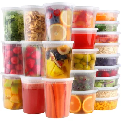 Zdjęcie produktu dla Zestaw pojemników Cozary do przechowywania żywności, 48 sztuk (32 oz/16 oz/8 oz). Pojemniki do przechowywania z pokrywkami, szczelne – plastikowe pojemniki z pokrywkami, nadające się do mikrofalówki i zamrażarki