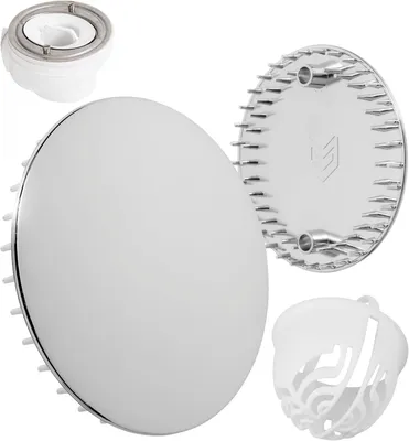 Produktbild von Abdeckhaube und Haarsieb Set für Duschabfluss, Ø 112 mm, kompatibel mit Viega Tempoplex Ablaufgarnitur ab Baujahr 2001-2006, Duschwanne Ablaufloch Abdeckung, verchromter ABS ASA Deckel, Haarfilter