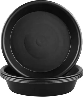 Zdjęcie produktu dla Ibenzoa® Podkładki pod doniczki 25 cm – czarne, plastik (PP pochodzący z recyklingu), zestaw 5 sztuk, do użytku wewnątrz i na zewnątrz, podstawka ociekowa pod doniczki