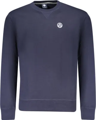 Produktbild von Herren-Sweatshirt Blau – Langarm, Rundhals, Aufgeraut, Mit Applikation