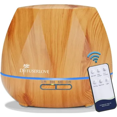 Produktbild von Diffuserlove Diffuser mit Fernbedienung Luftbefeuchter Holz Optik mit LED 550ML