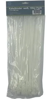 Produktbild von Kabelbinder 7,2 x 300 mm, weiß, 100er Pack PA66