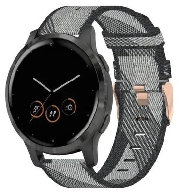 Produktbild von By Qubix passend für Garmin Venu 3s / Vivoactive 4s / Venu 2s / Vivomove 3s / Forerunner 255s / 265s - Canvas Nylonarmband - Grau