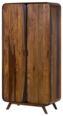 Immagine prodotto di MASSIVMOEBEL24 | Armadio in legno di sheesham  90x45x180 laccato marrone scuro MAILAND #211