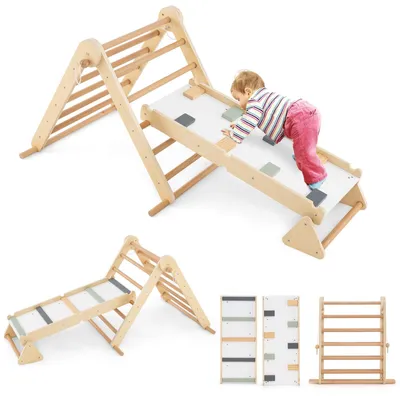 Produktbild von FANTASK 3 in 1 Kletterspielzeug Indoor, Sprossendreieck Holz, Kletterdreieck Set